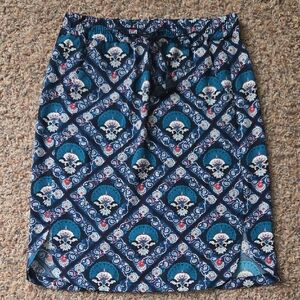 LOFT Floral Blue and Red Skirt
